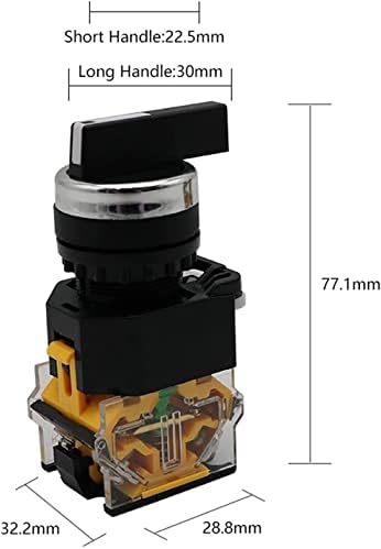 UNCASO 22 mm Selector tipki rotacijski prekidač prekidača momentalno 2no 1no1nc 2 3 Položaj DPST 10A 400V prekidač napajanja Uključeno/isključeno
