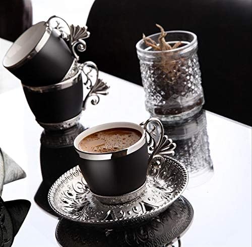 ZHSGV 12 komada Turski šalice za kavu espresso porculan demitasse šalica tanjur crne šalice vintage arapski poklon set