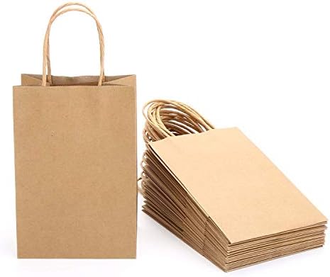24 kom Kraft papirnate vrećice, 5,5 * 3,8 * 8 veleprodajne vrećice za kupovinu s ručkom, Pokloni, maloprodajni proizvodi, smeđe papirnate