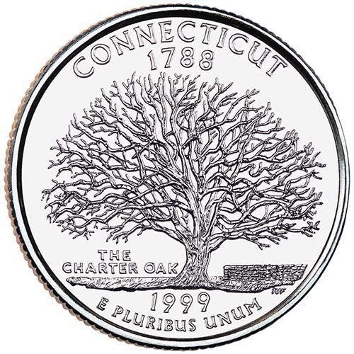 1999. P&D Bu Bu Connecticut State Choice Choice Necirculirana američka Mint 2 Coin Set