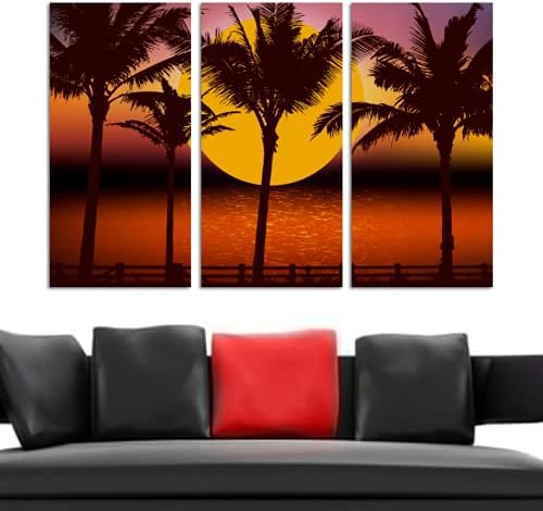 3 komada otisci ulja zidna umjetnost zalazak sunca kokosova stabla palma silueta plaža slike moderna slika za dnevnu sobu spavaća soba