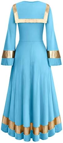 Žene metalni ogrtač za ogrlica hvale plesna haljina bi boja zvono dugi rukavi liturgijski kostim crkveni tunični ogrtač