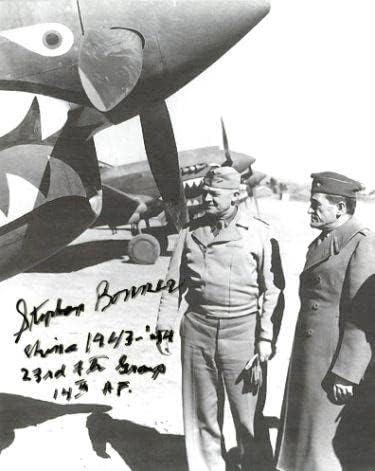 Stephen Bonner potpisao 1943-44 23. borbena skupina Kina/Burma/Indija WWII 8x10 Photo Light Sig- PSA AD31626 (P-40 ACE PILOT/76.-