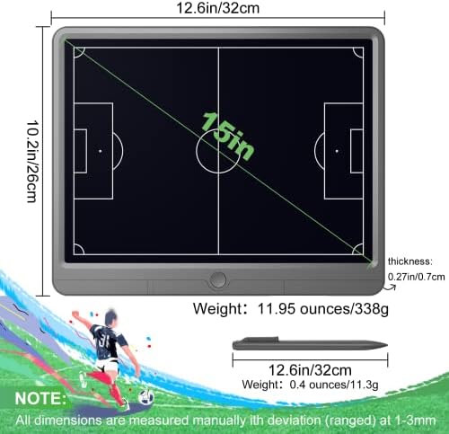 Tugau Electronic Coach Board Premium taktički marker ploča s velikim LCD ekranom i olovkom olovkom, digitalnom košarkom, bejzbolom,