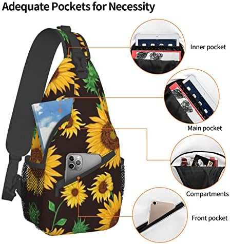 Aseelo lijepa torba za suncokretove crossbody ruksak za ženske muške torbe za prsa za kampiranje biciklističke dnevne pakete, na otvorenom