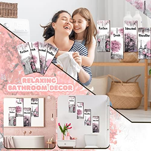 Gerrii ružičasta i siva dekor kupaonice ružičasti paris dekor opuštajte se odmotavanje diha ružičasta siva zidna umjetnost ružičasta