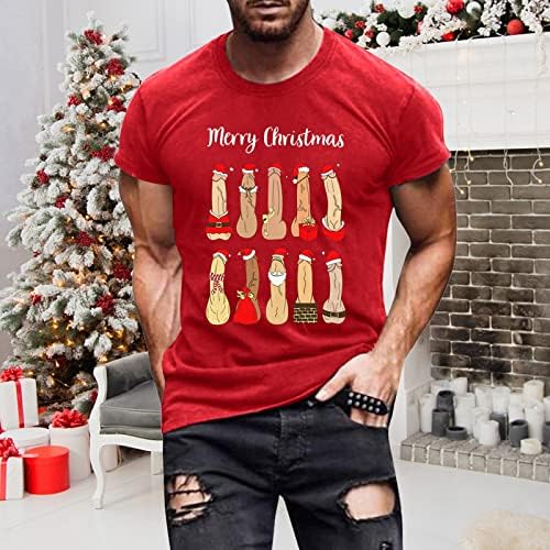 Dsodan božićne majice s kratkim rukavima za muške, ružni božićni dizajnerski kostimi za tiskanje smiješne grafički trening vitki fit