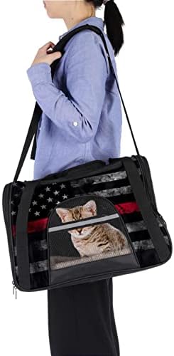 Nosač za kućne ljubimce, praktična prijenosna sklopiva putna torba za kućne ljubimce s mekim stranama, Crna i crvena zastava s uzorkom