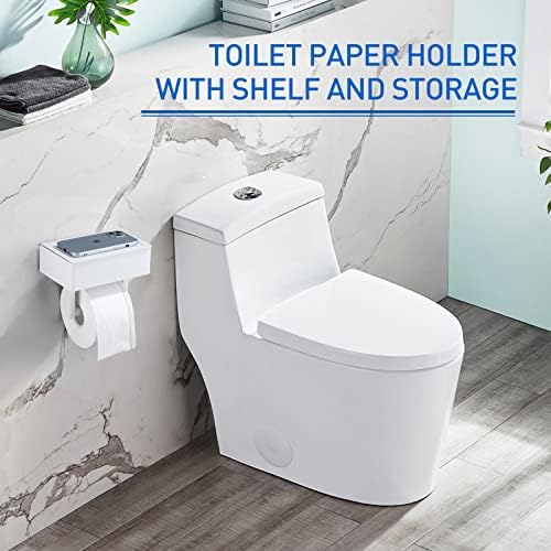 WoJiuBuxin White toaletni papir držač s policama kupaonice za ispiranje maramice dozatora zidni nosač ljepljivog toaletnog papira -