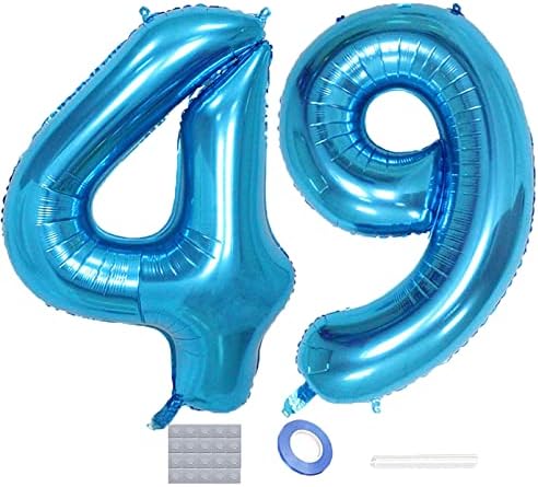 Duxuant Blue 49 brojevi baloni od 40 inča Jumbo folije baloni Prom Balloon za muškarcu ženu 49. rođendan Dekoracija zabave 49 Objeljenja