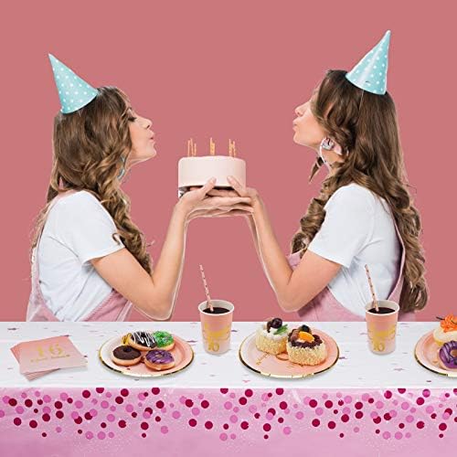 16. rođendanski set ukrasa za 16. Rođendan-Pribor za jednokratnu upotrebu uključuje tanjure, šalice, salvete, slamke, stolnjak za djevojčice
