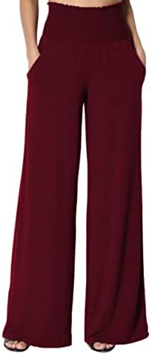Medene store ženske ležerne labave hlače Elastično salon visokog struka široka joga hlače