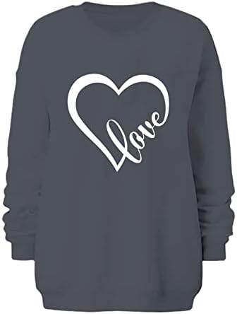 Ženske ljubavi Srce Twichirt Teen Valentines Majica sretna košulja za Valentinovo Crewneck Pulover vrhovi