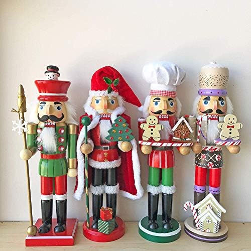 Mikrotealni božićni santas drveni orah za odmor drvena lutka za ukras uređenja doma visok 13,7 inč)