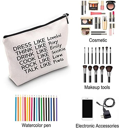 ZJXHPO Film Inspire Makeup Bag haljina poput Lorelai Think Like Rory Cosmetic Bag The Film Fans poklon šminke torbe za patentnu zatvaračku